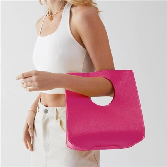 Vintage Minimalist Style Soft Pu Leather Handbag Clutch Small Tote - Picture 5 of 7